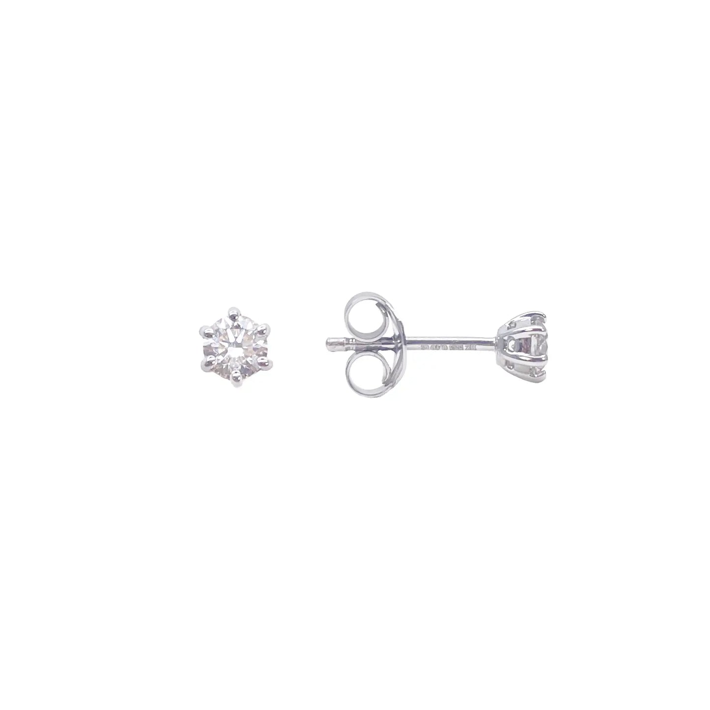 14ct Gold Natural Round Diamond Stud Earrings 0.40ct 6 Claw 4mm Wide
