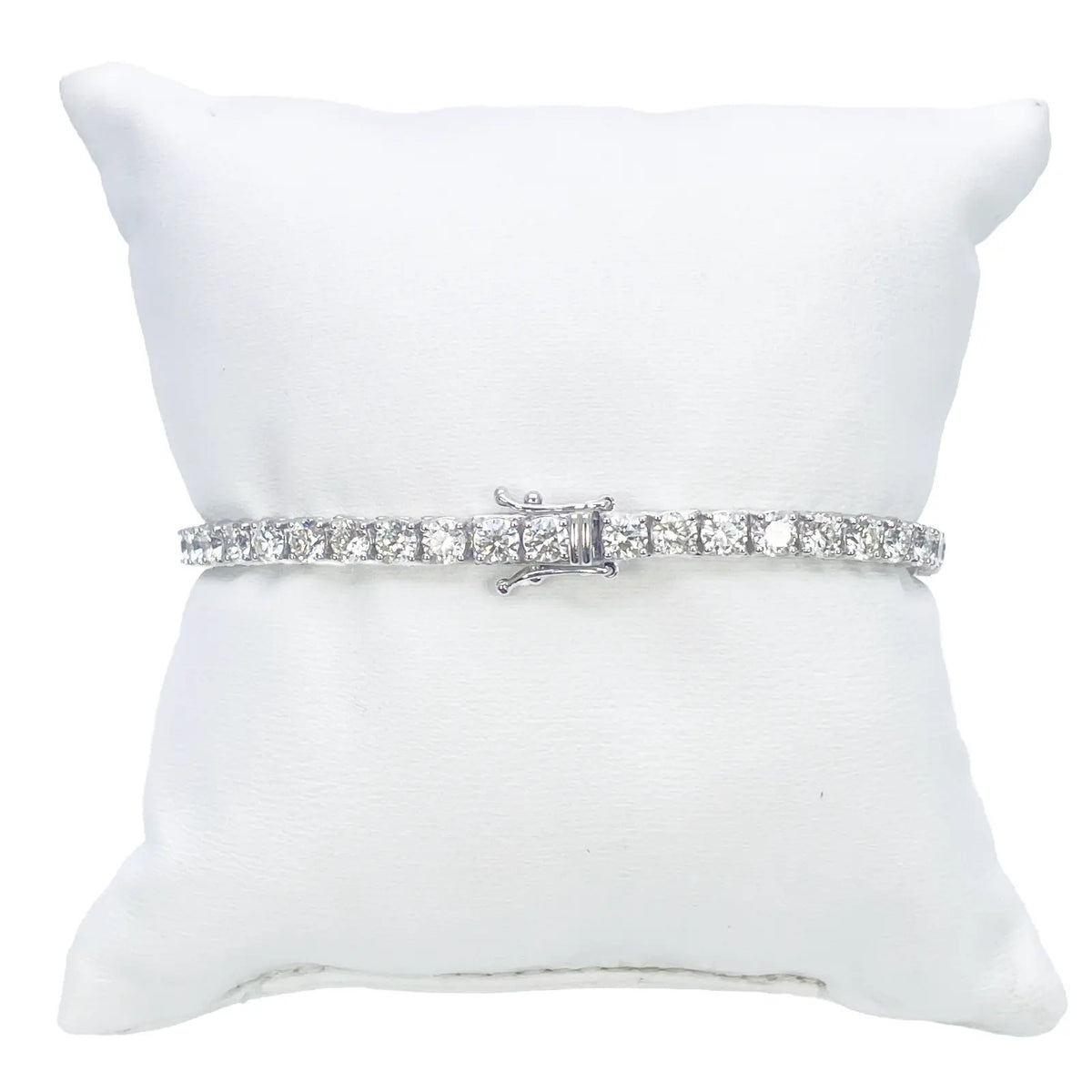 18ct White Gold Natural Diamond 4-Claw Tennis Bracelet 8.45ct 7 Inches Diamond Bracelets