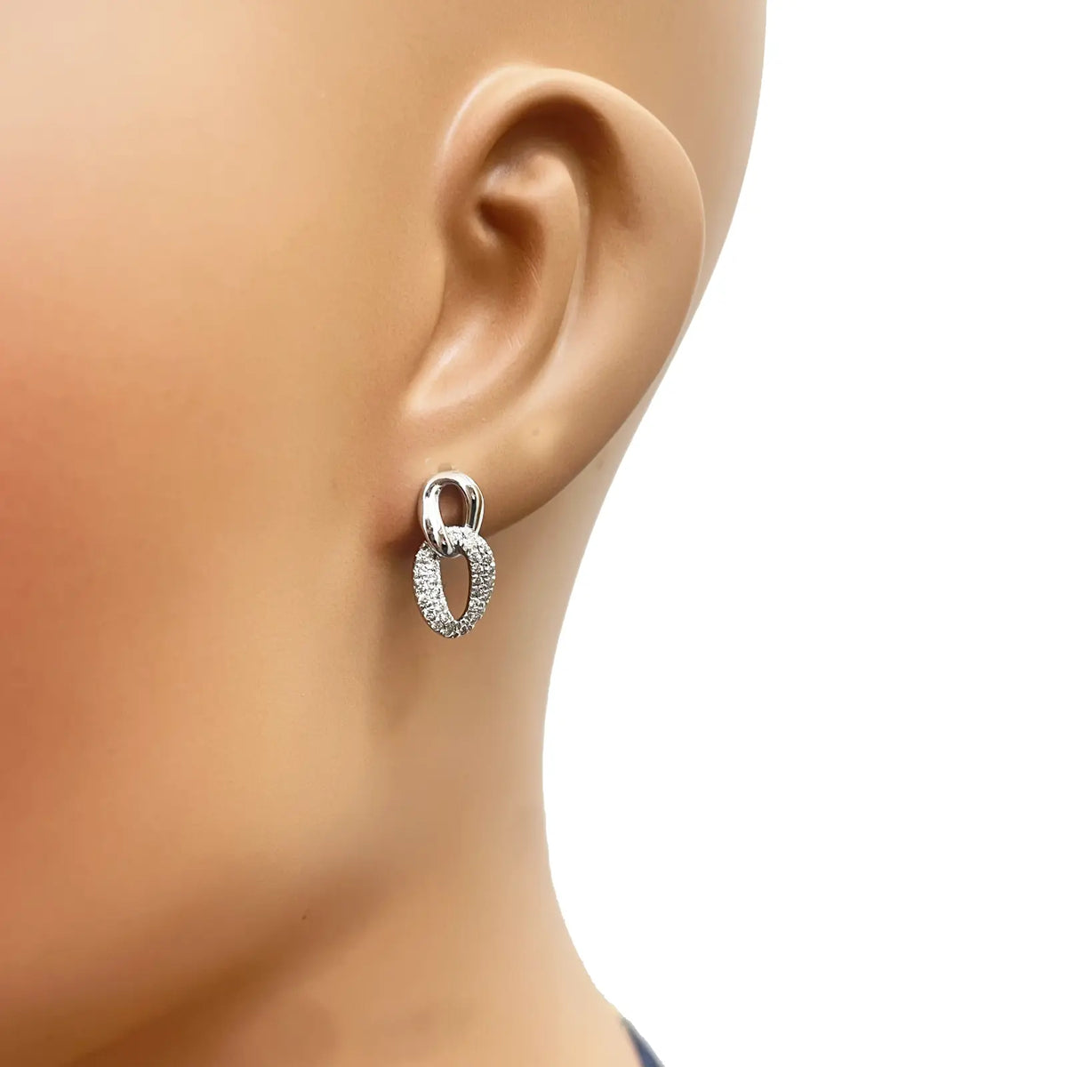 18ct White Gold Natural Diamond Intwined Oval Stud Earrings 0.40ct