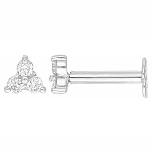 18ct Yellow Gold Natural Round Diamond Three Stone Nose Stud 0.05ct Diamond Nose Stud