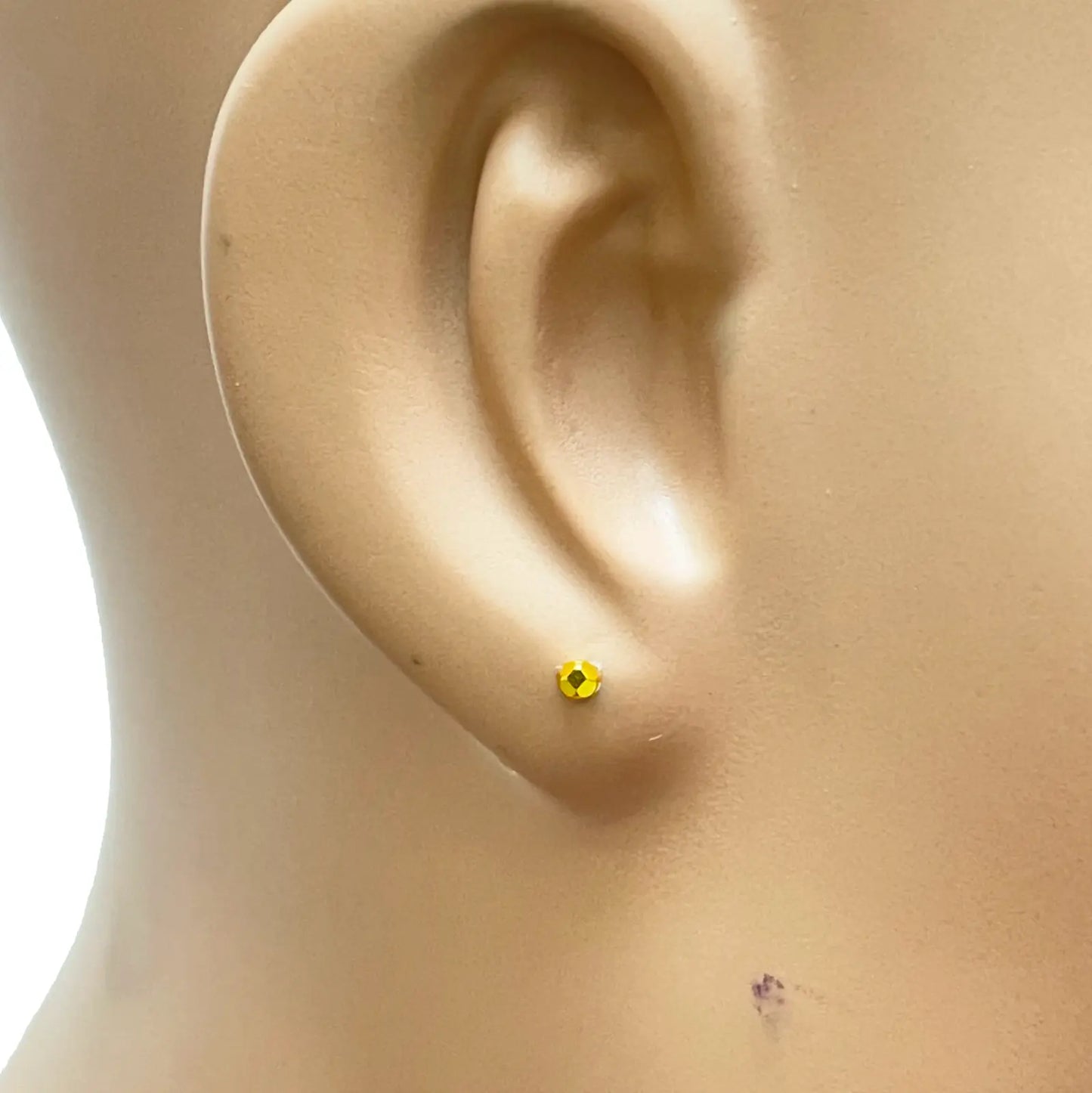 22ct Yellow Plain Gold Diamond Cut Children's Stud earrings set 2.3mm