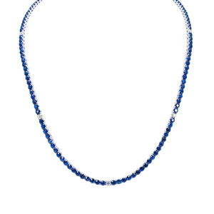 14ct White Gold Natural Sapphire & Diamond Tennis Necklace 21.2ct 18''inches 