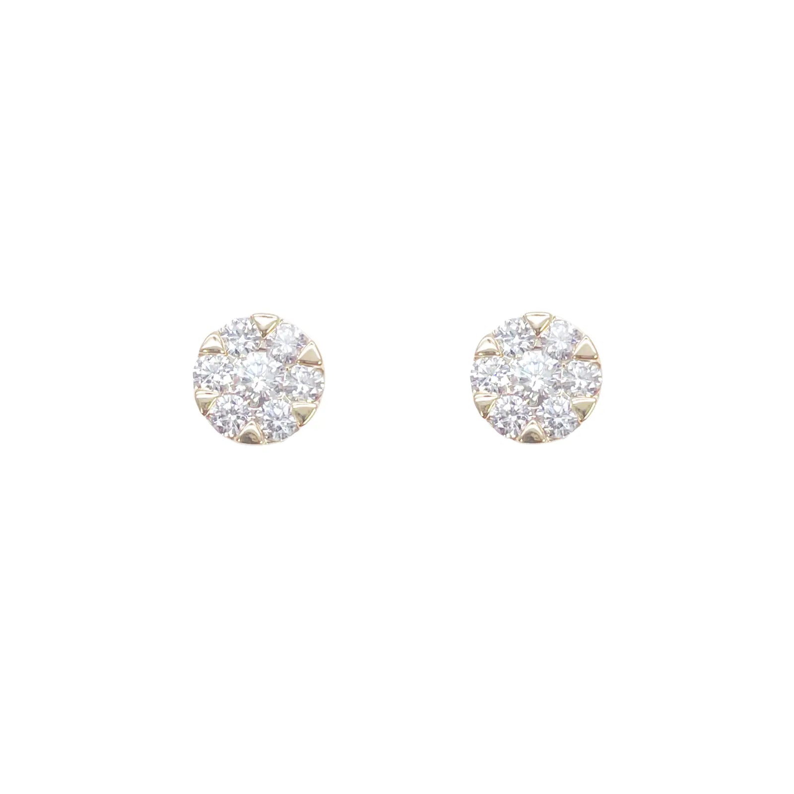 14ct Yellow Gold Natural Diamond Round Cluster Stud Earrings 0.62ct 