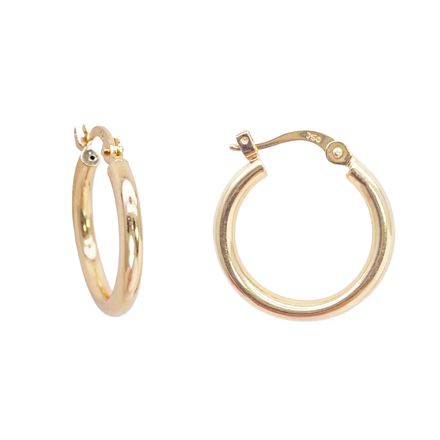 18ct Gold Hoop High Polished Minimalist Earrings 14.5mm Diameter  Diamond Bracelets
