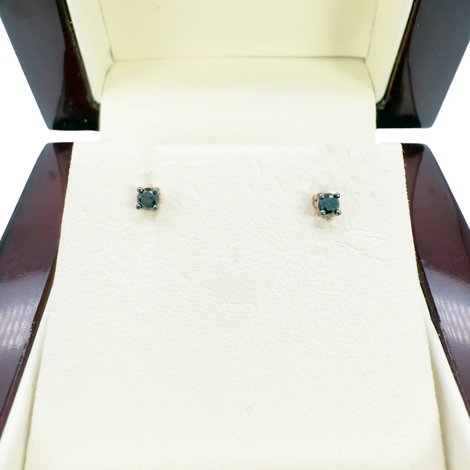 18ct Rose Gold Round Natural Black Diamond Kids Children's Stud Earrings 0.10ct 