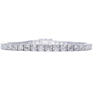 18ct White Gold Natural Diamond 4-Claw Tennis Bracelet 7.03ct 7inches  Diamond Bracelets