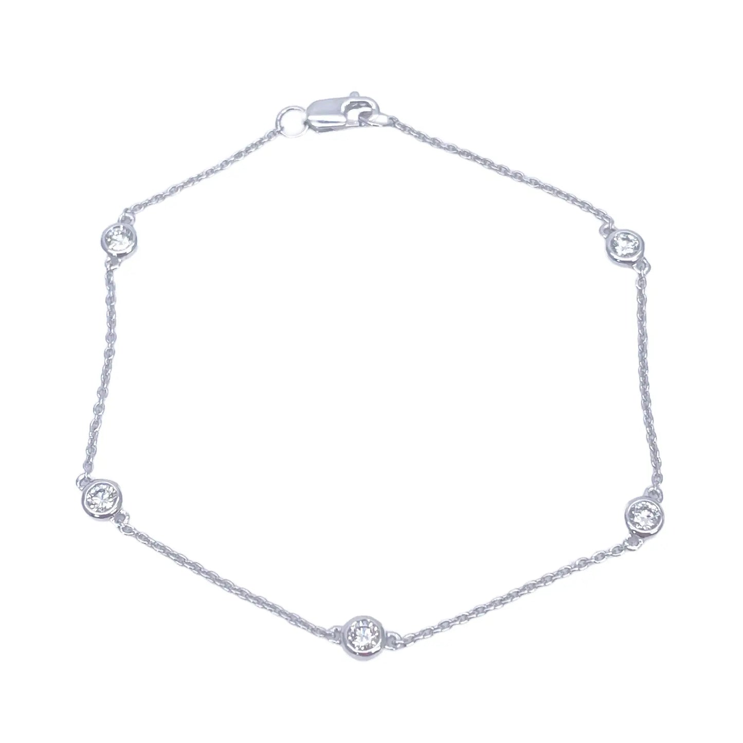 18ct White Gold Natural Diamond Bezel Bracelet 0.40ct 7''inches  Diamond Bracelets