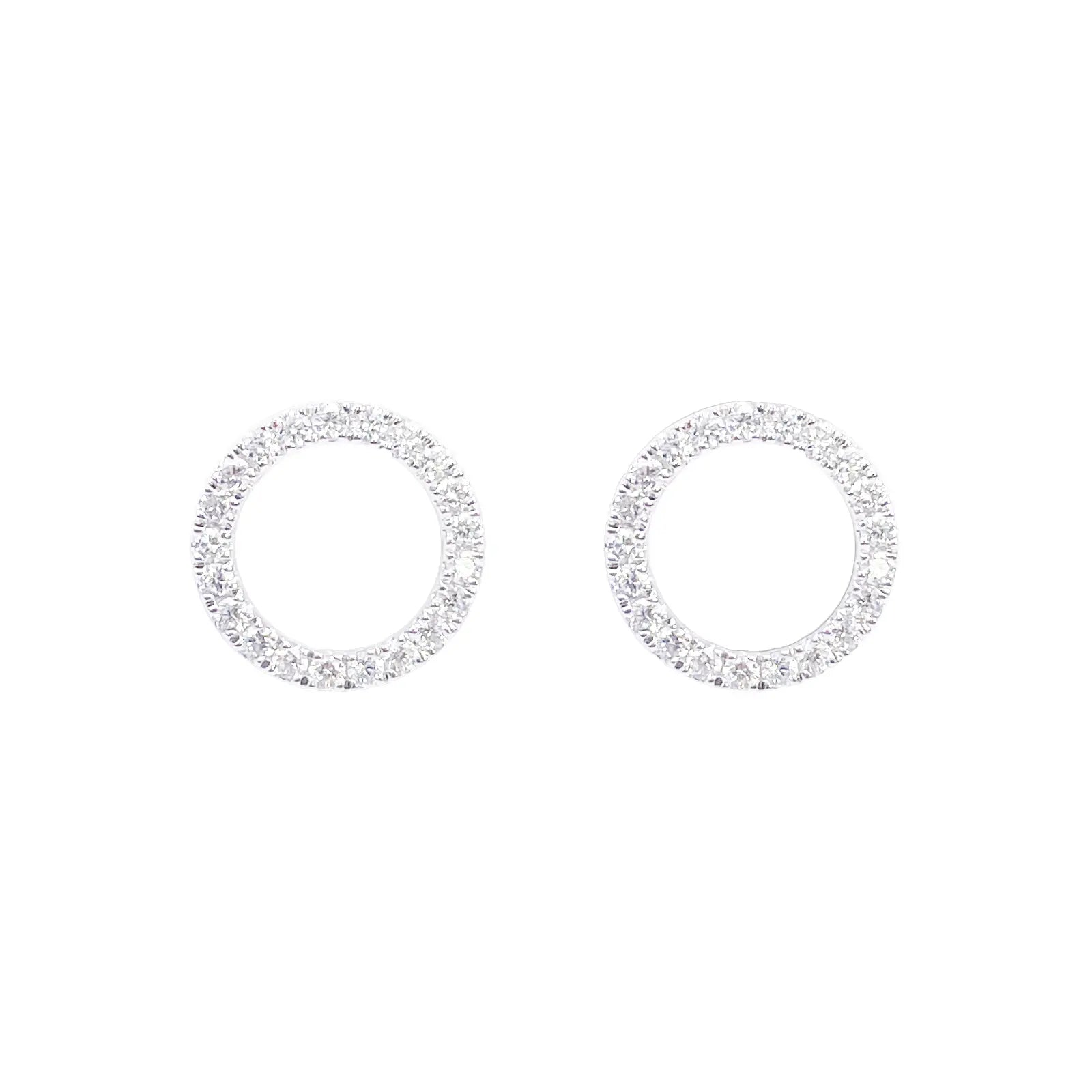 18ct White Gold Natural Diamond Circle of Life Pave Stud Earrings 0.30ct 