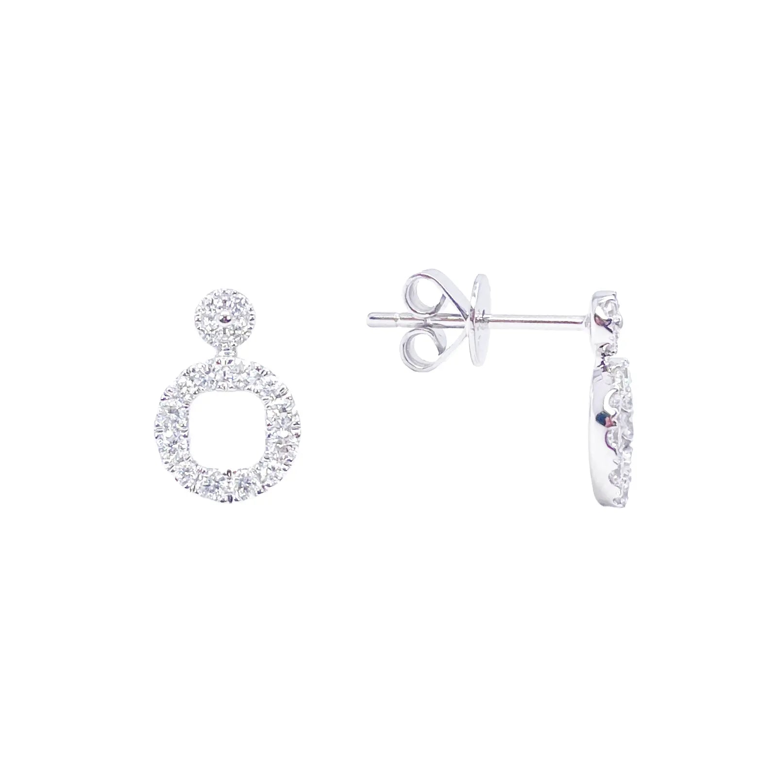 18ct White Gold Natural Diamond Circle of Life Pave Stud Earrings 0.30ct 
