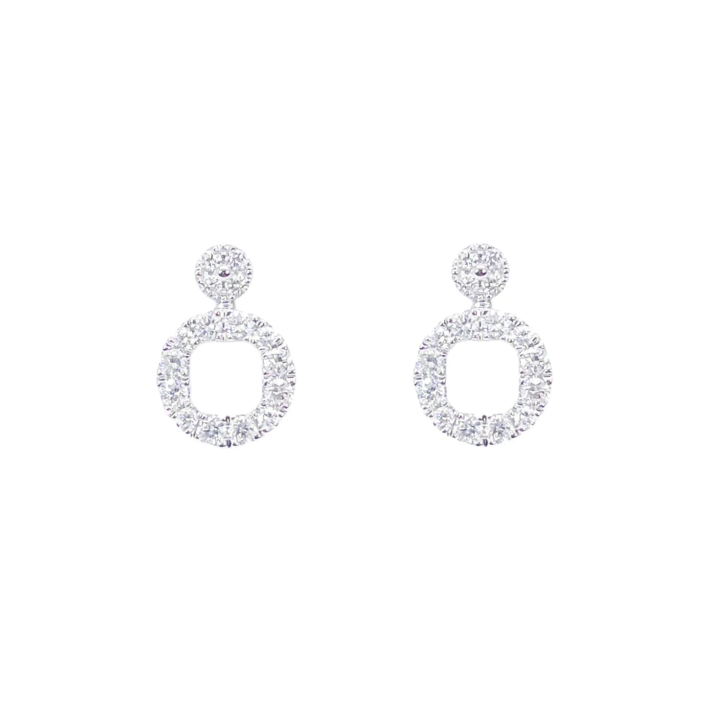 18ct White Gold Natural Diamond Circle of Life Pave Stud Earrings 0.30ct 