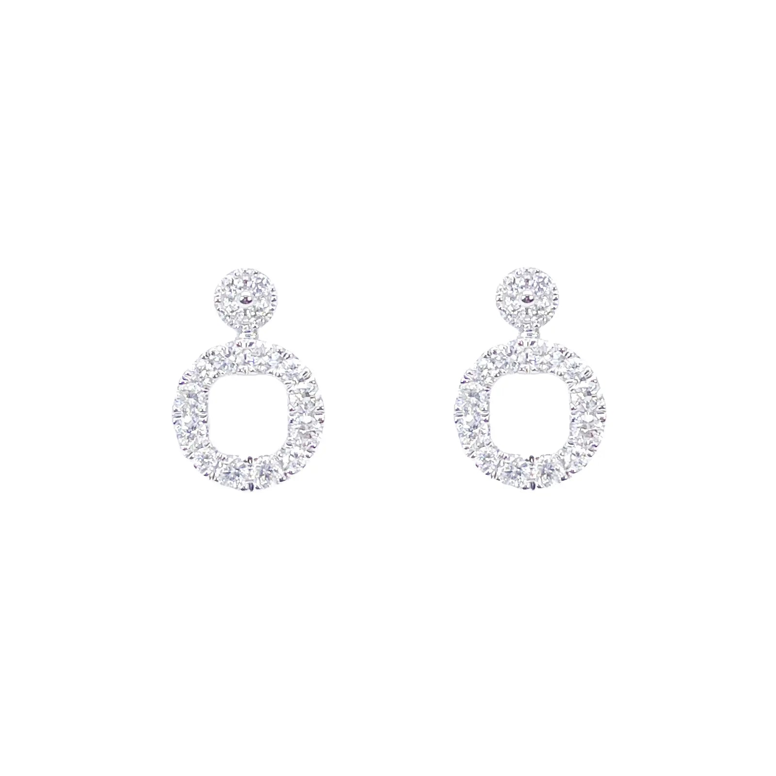 18ct White Gold Natural Diamond Circle of Life Pave Stud Earrings 0.30ct 