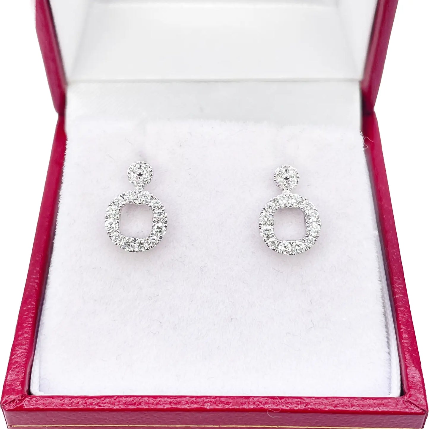 18ct White Gold Natural Diamond Circle of Life Pave Stud Earrings 0.30ct 