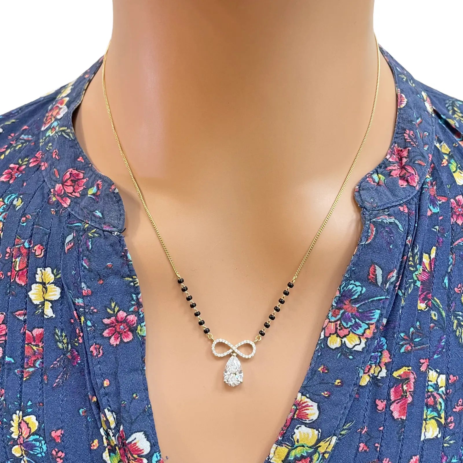 18ct Yellow Gold Lab Grown Diamond 1.65ct Infinity Mangalsutra Necklace IGI Cert  Mangalsutra Chains