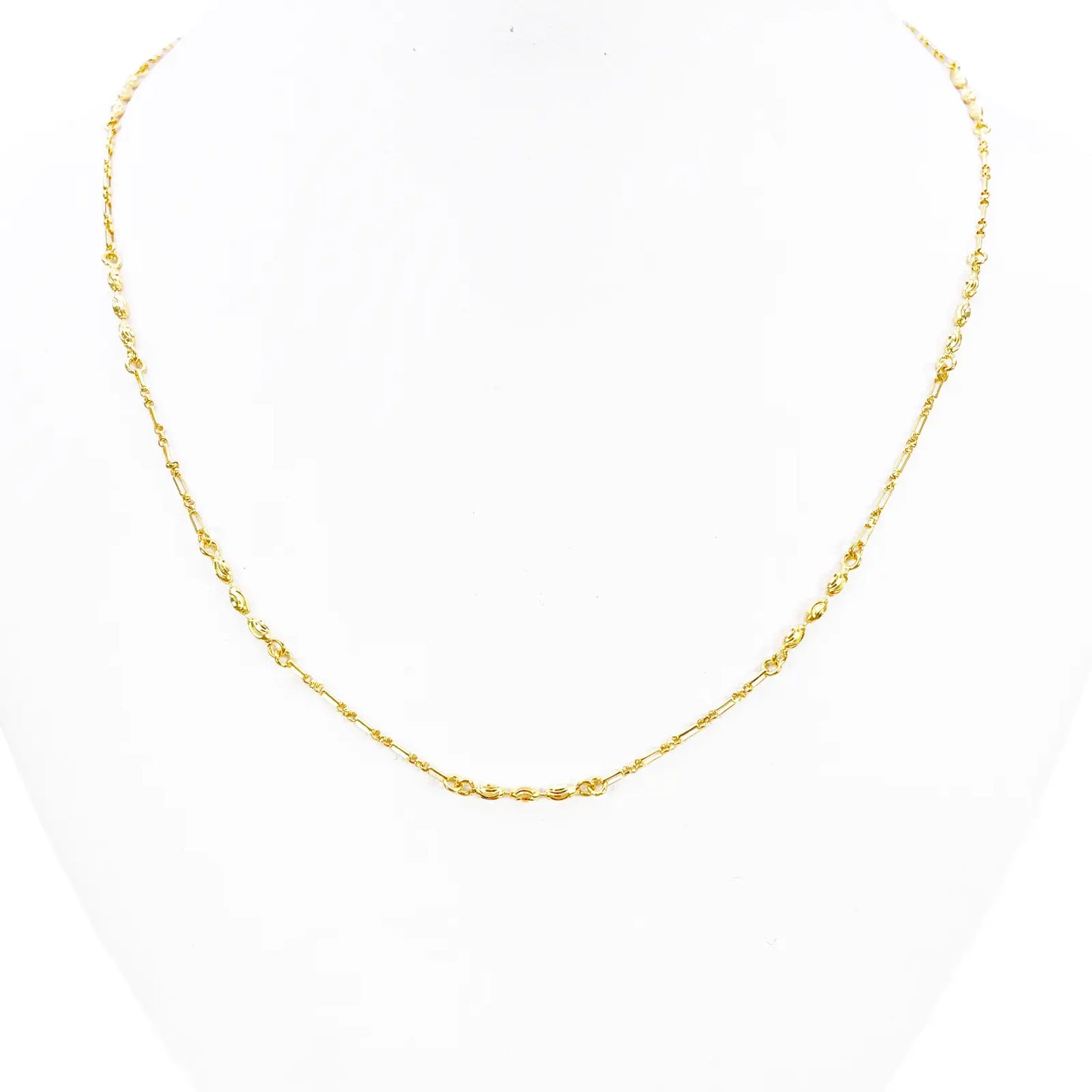22ct Gold Beaded Necklace Diamond Cut High Polished Oval Beads Chain 18 Inches 