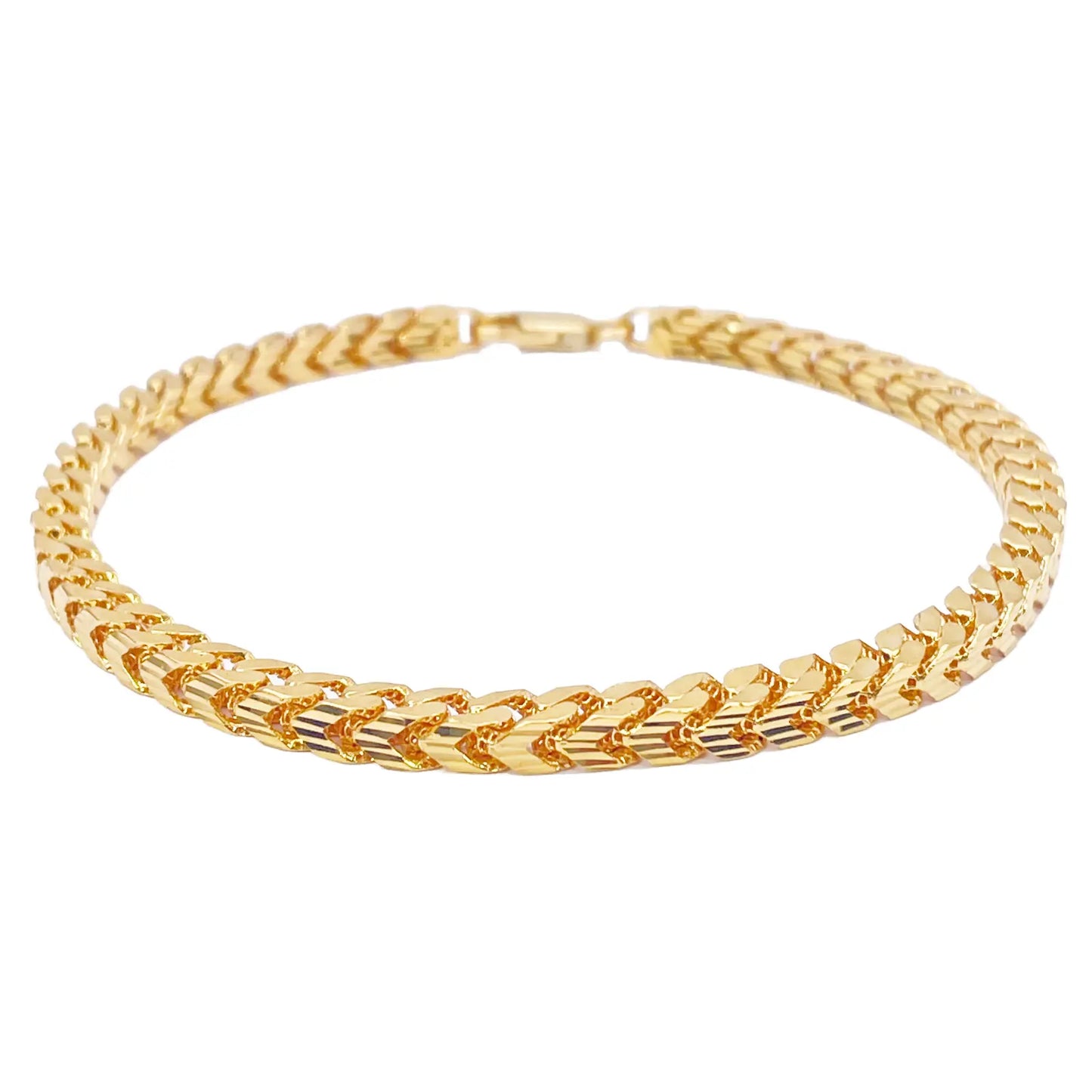 22ct Gold Bracelet Franco Diamond Cut High Polished Lightweight 8.5 Inches 