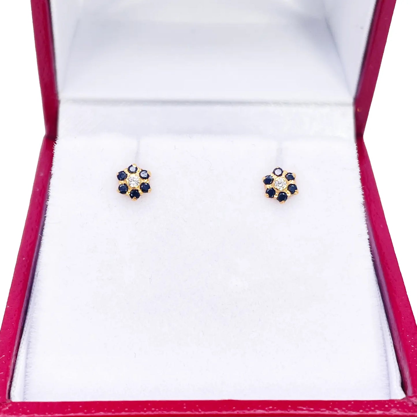 22ct Gold Children's Black Cubic Zirconia Floral Mini Stud Earrings 4mm 