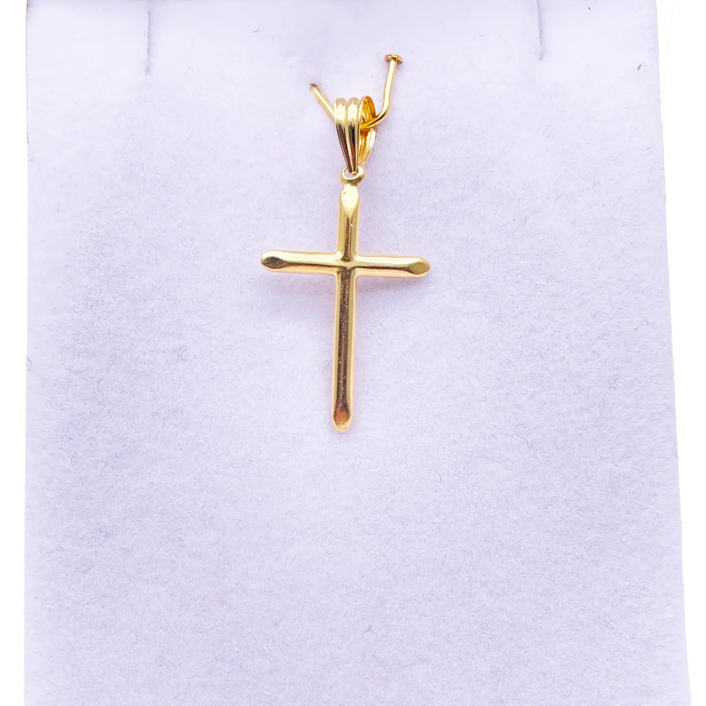 22ct Gold Cross Pendant Lightweight High Polished 45x25.9mm 