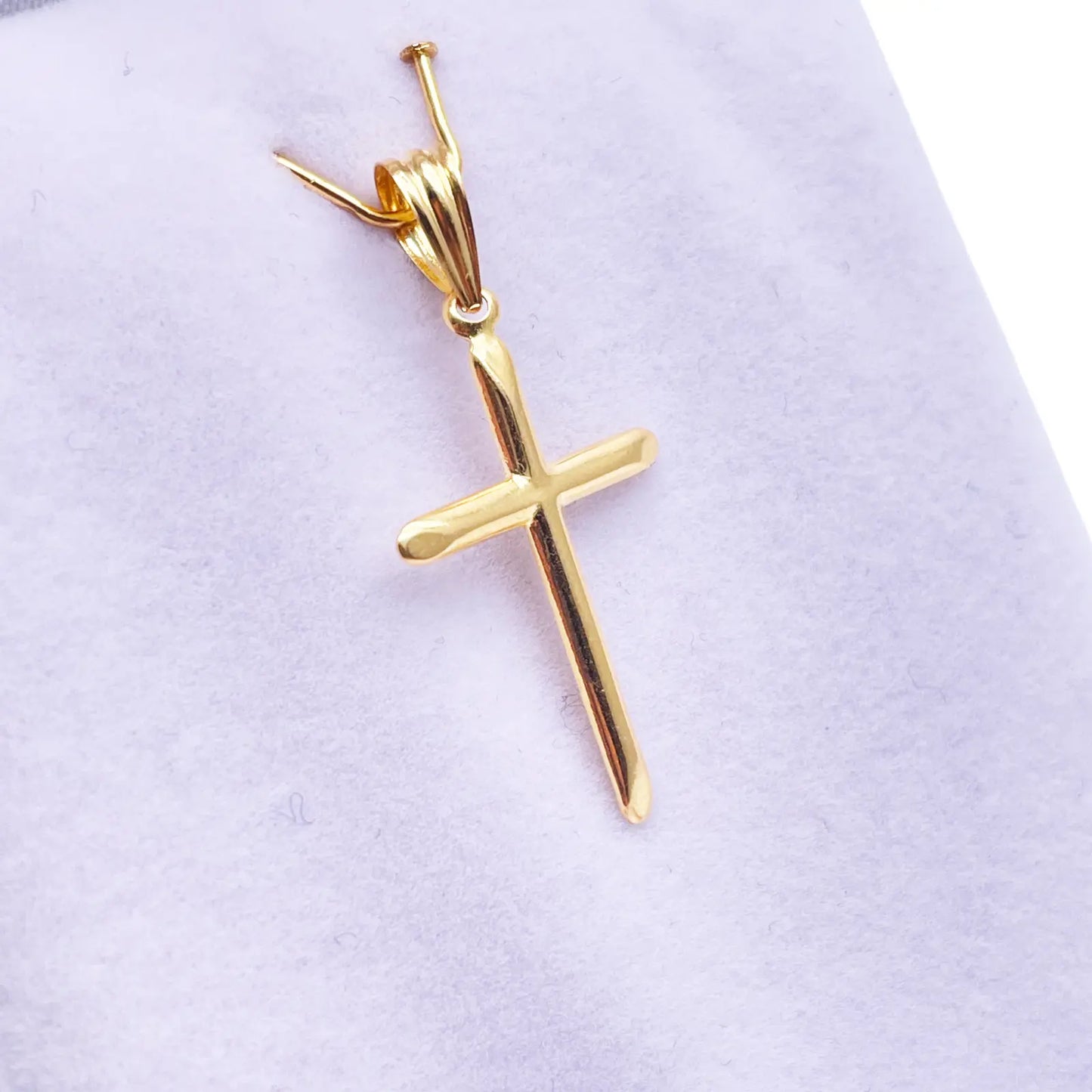 22ct Gold Cross Pendant Lightweight High Polished 45x25.9mm 