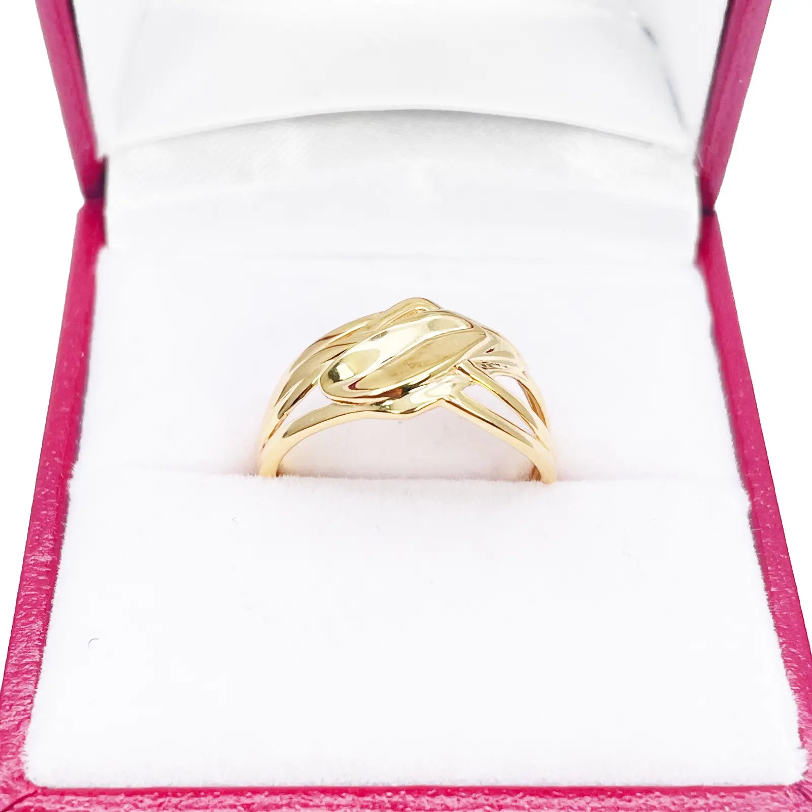 22ct Gold Floral Leaf Ring High Polished Design 10.5mm Width Size M 