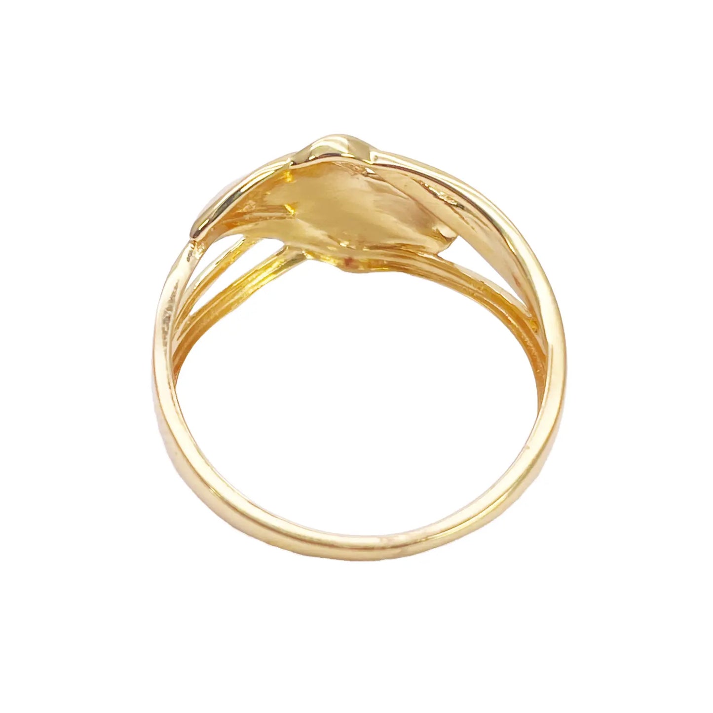 22ct Gold Floral Leaf Ring High Polished Design 10.5mm Width Size M 