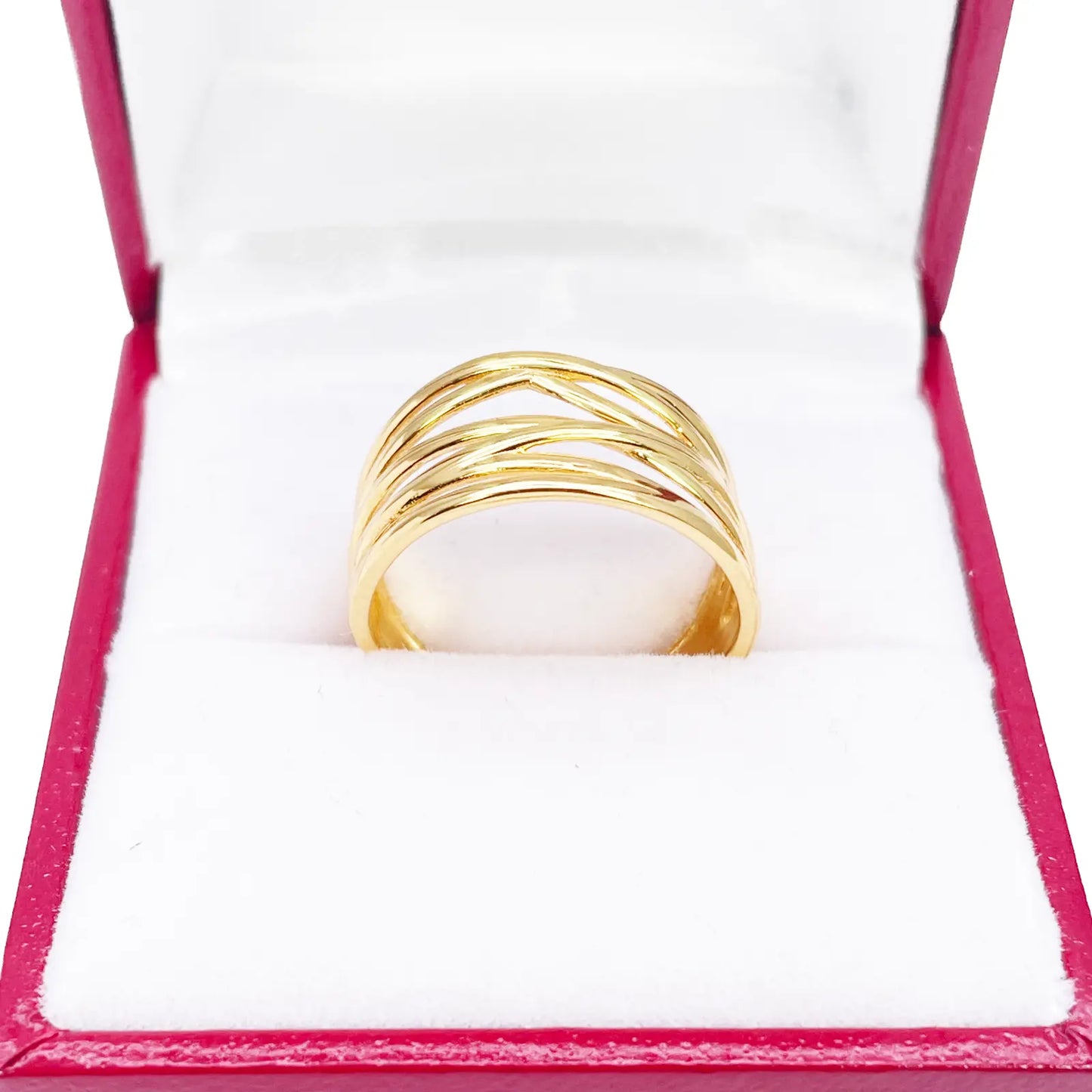 22ct Gold Multi Band Ring High Polished Design 10.7 mm Width Size M 