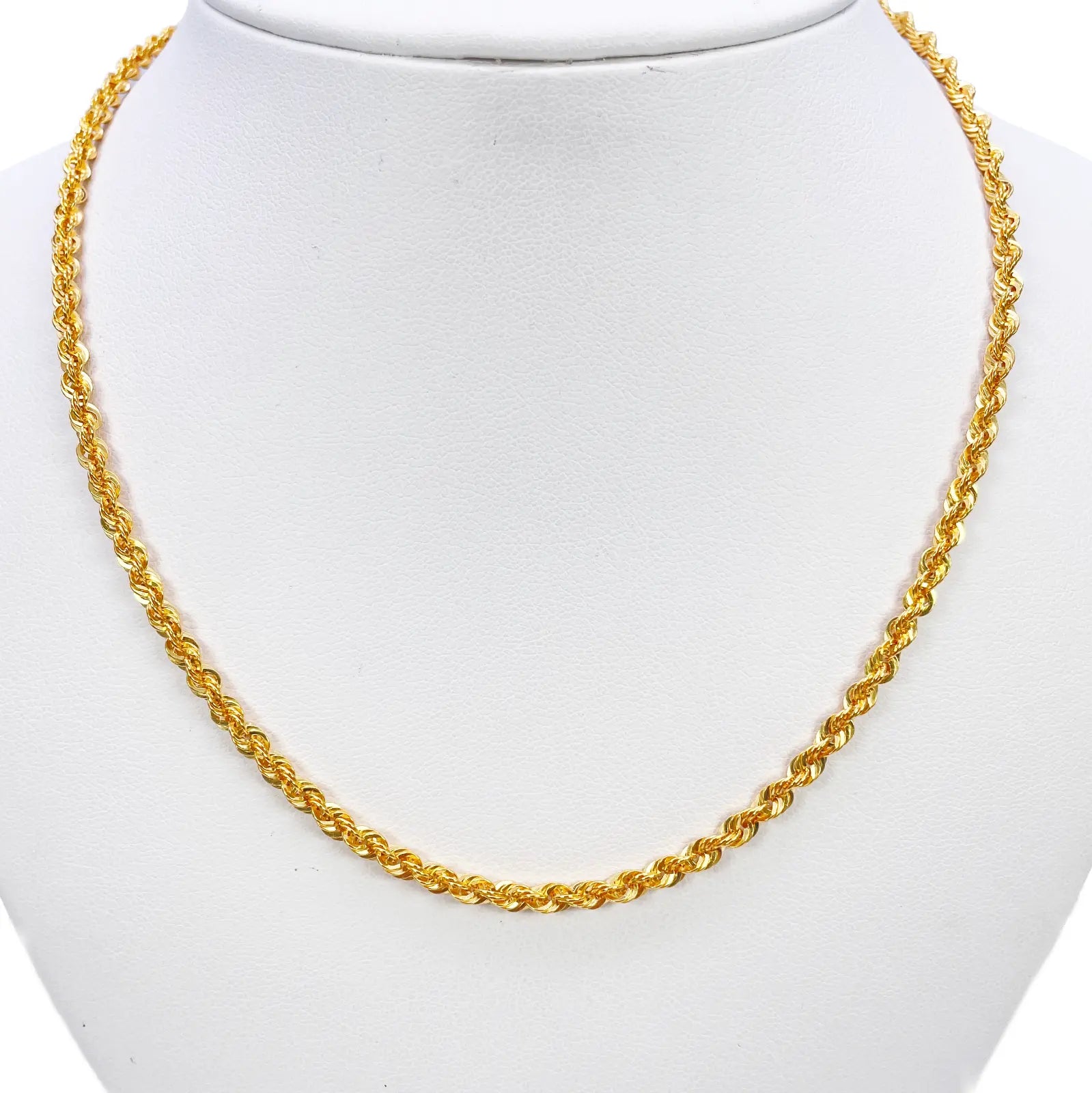 22ct Gold Rope Chain Lightweight Necklace 24 Inches 3 mm Width 