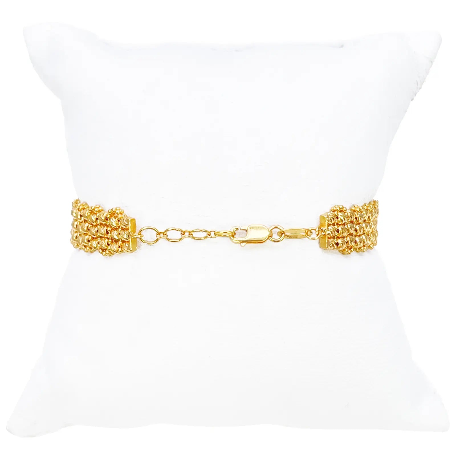 22ct Yellow Gold Diamond-Cut Bead Link Cluster Cuff Bracelet  Gold Bracelet