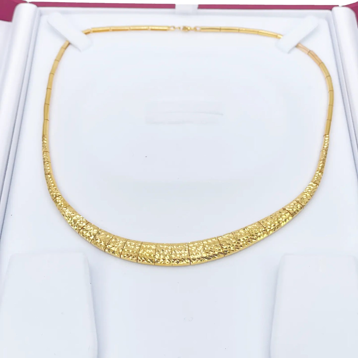 22ct Yellow Gold Diamond Cut Shimmer Textured Necklace 16'' inches 