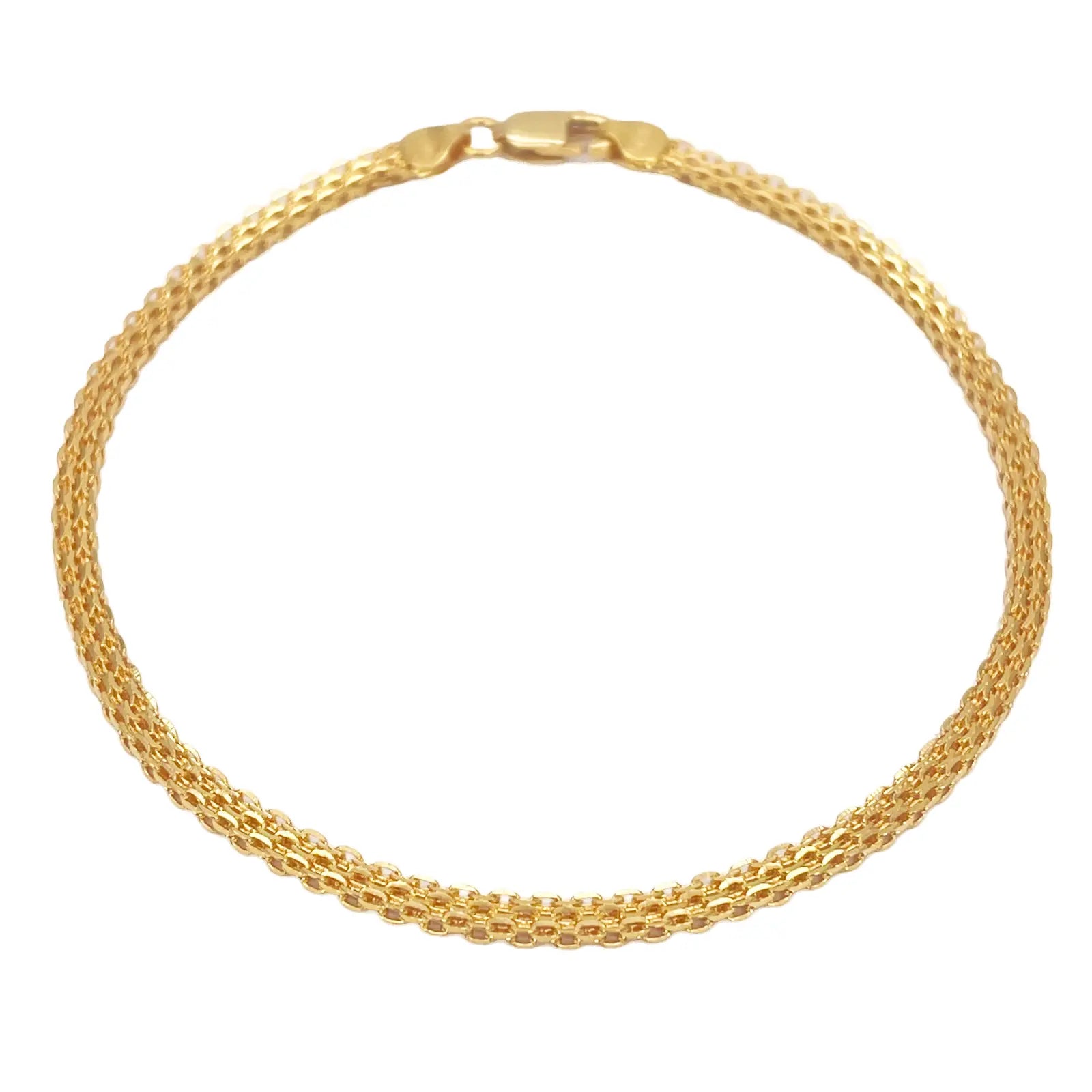 22ct Yellow Gold Flat High Polished Chain Bracelet 7'' inches 2.4mm Wide 