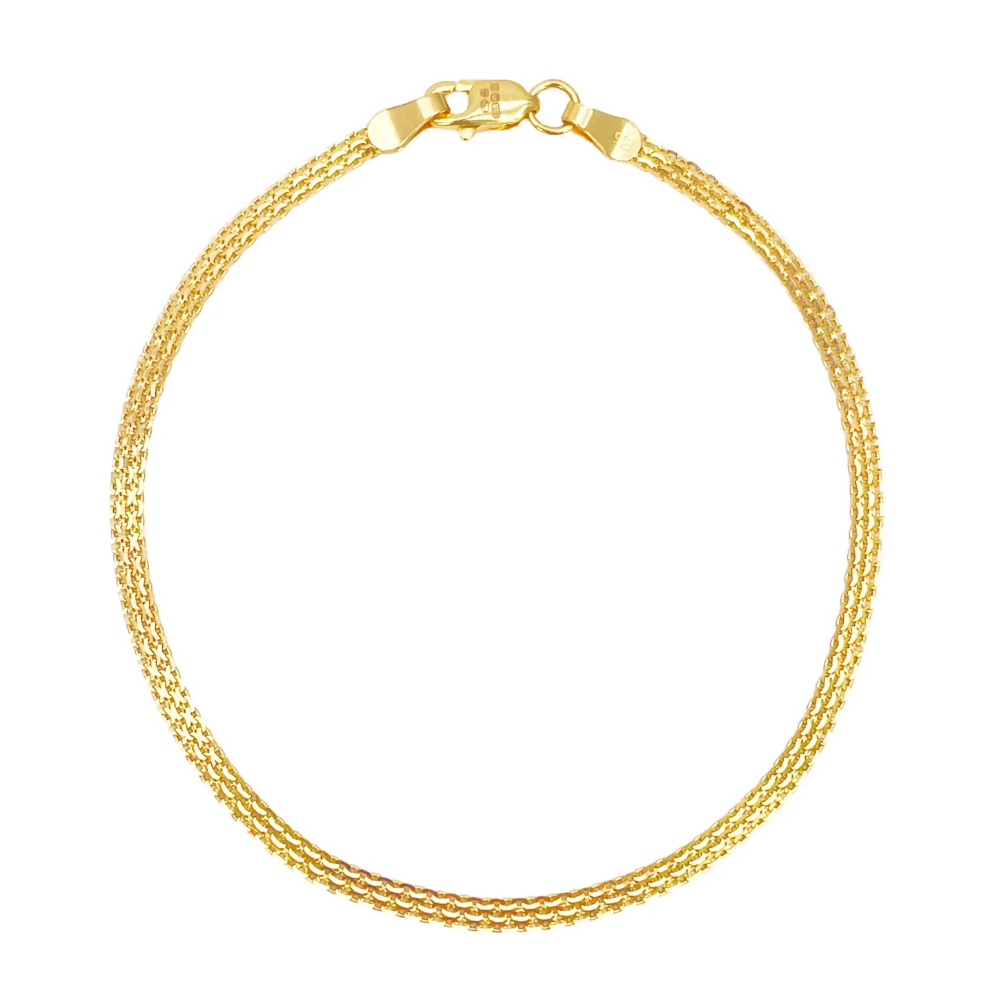 22ct Yellow Gold Flat High Polished Minimalist Bracelet 7 inches 2.3mm Wide 