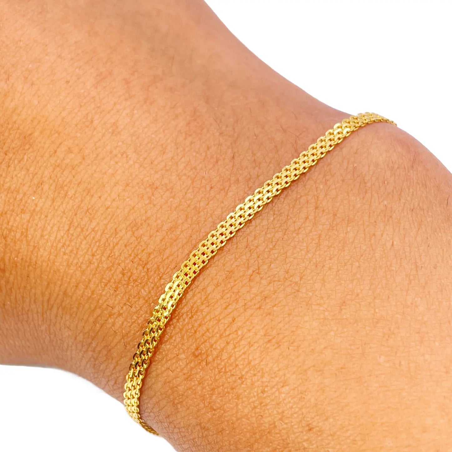 22ct Yellow Gold Flat High Polished Minimalist Bracelet 7 inches 2.3mm Wide 