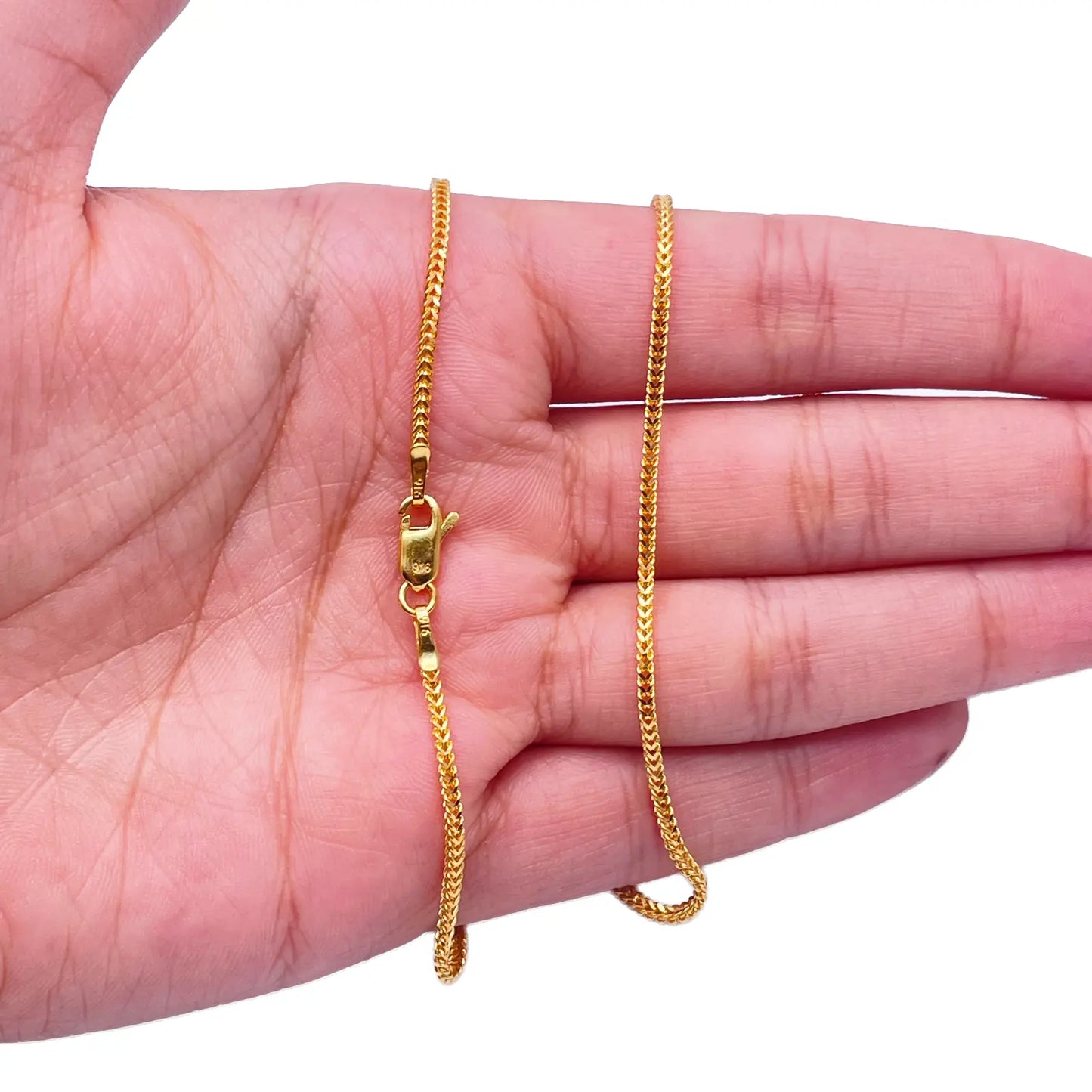 22ct Yellow Gold Foxtail Chain Necklace 16'' inches 1.6mm Width 