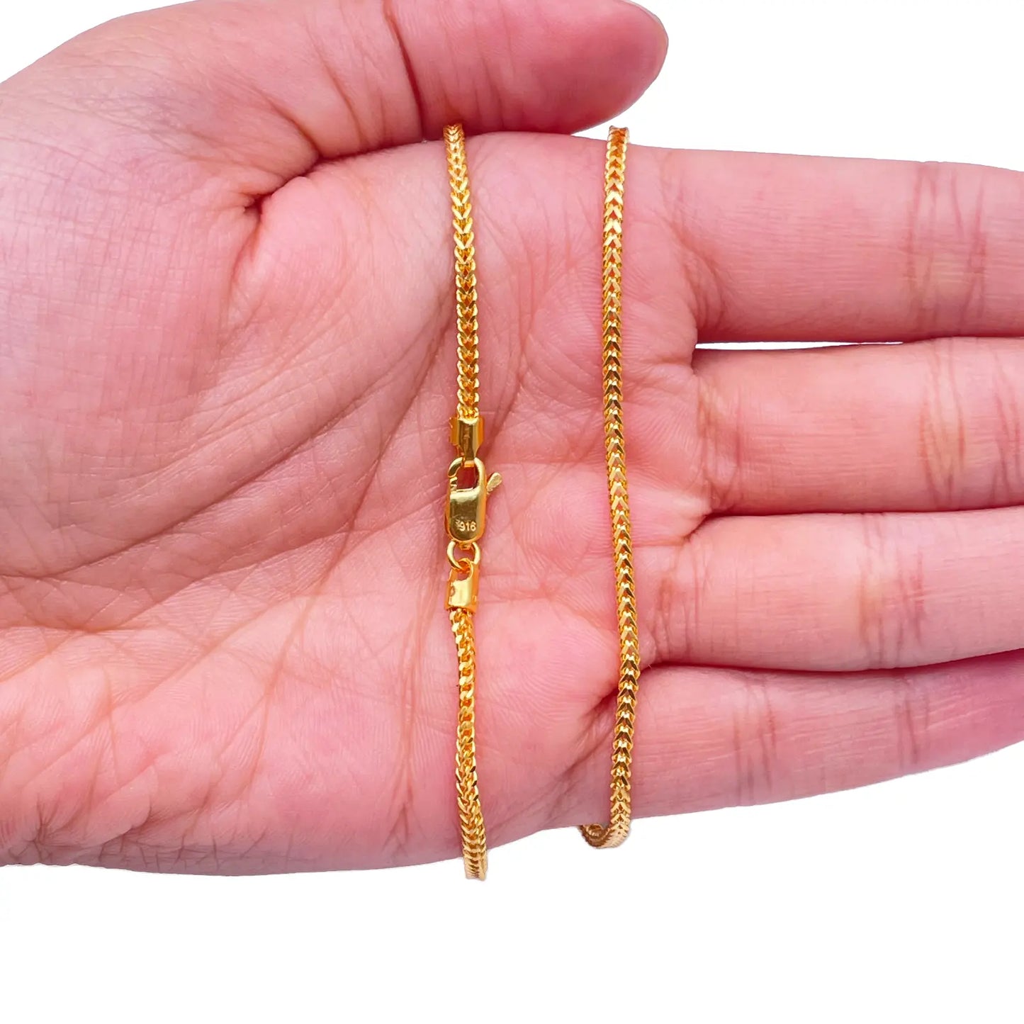 22ct Yellow Gold Foxtail Chain Necklace 20''inches 2.0mm Width 