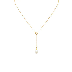 22ct Yellow Gold Freshwater Pearl Drop Chain Necklace 16 inches 