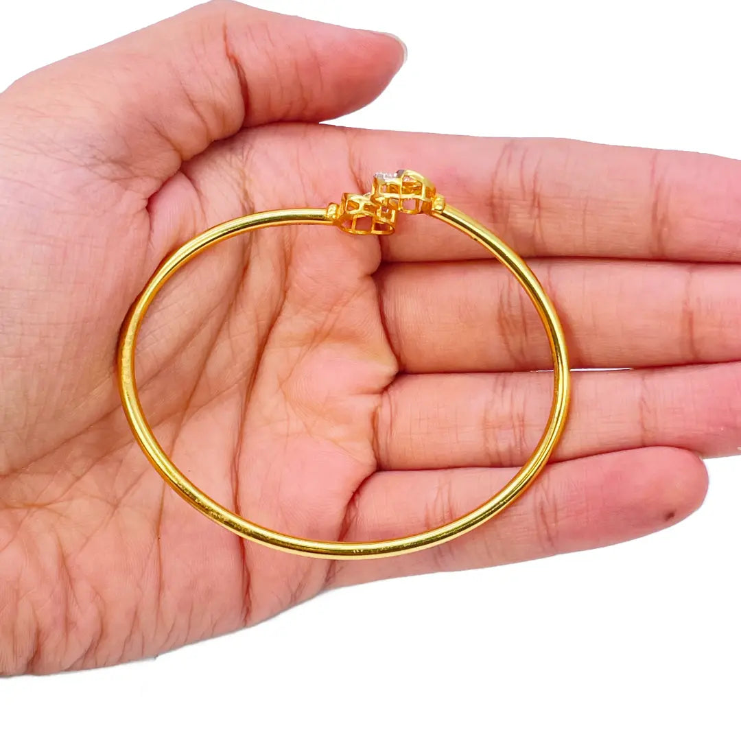 22ct Yellow Gold Ladies Cuff Flexible Crossover Torque Bangle 2.5mm Width  Gold Bracelet