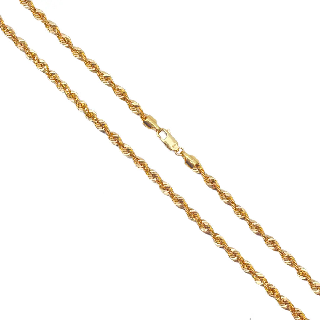 22ct Yellow Gold Light Rope Chain Necklace 22 Inches 4mm Width  Chain
