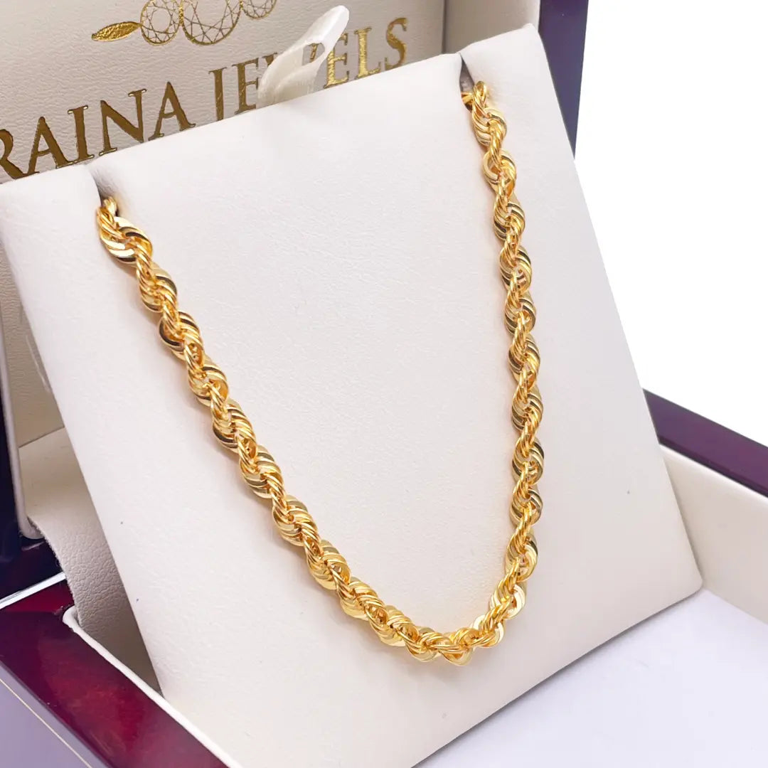 22ct Yellow Gold Light Rope Chain Necklace 22 Inches 4mm Width  Chain