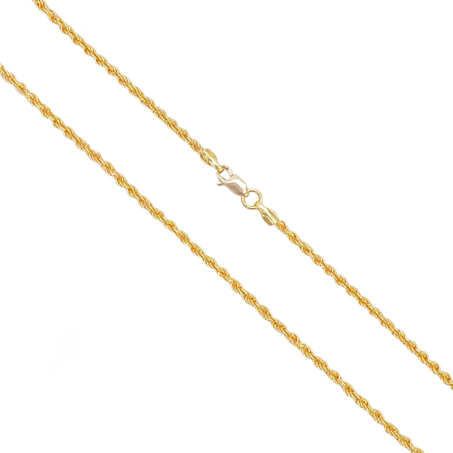 22ct Yellow Gold Lightweight Rope Chain Necklace 20 Inches 1.7mm Width 
