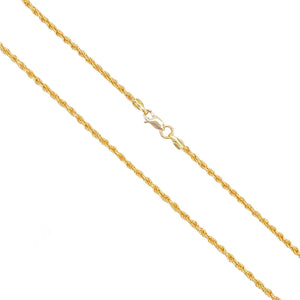 22ct Yellow Gold Lightweight Rope Chain Necklace 20 Inches 1.7mm Width 