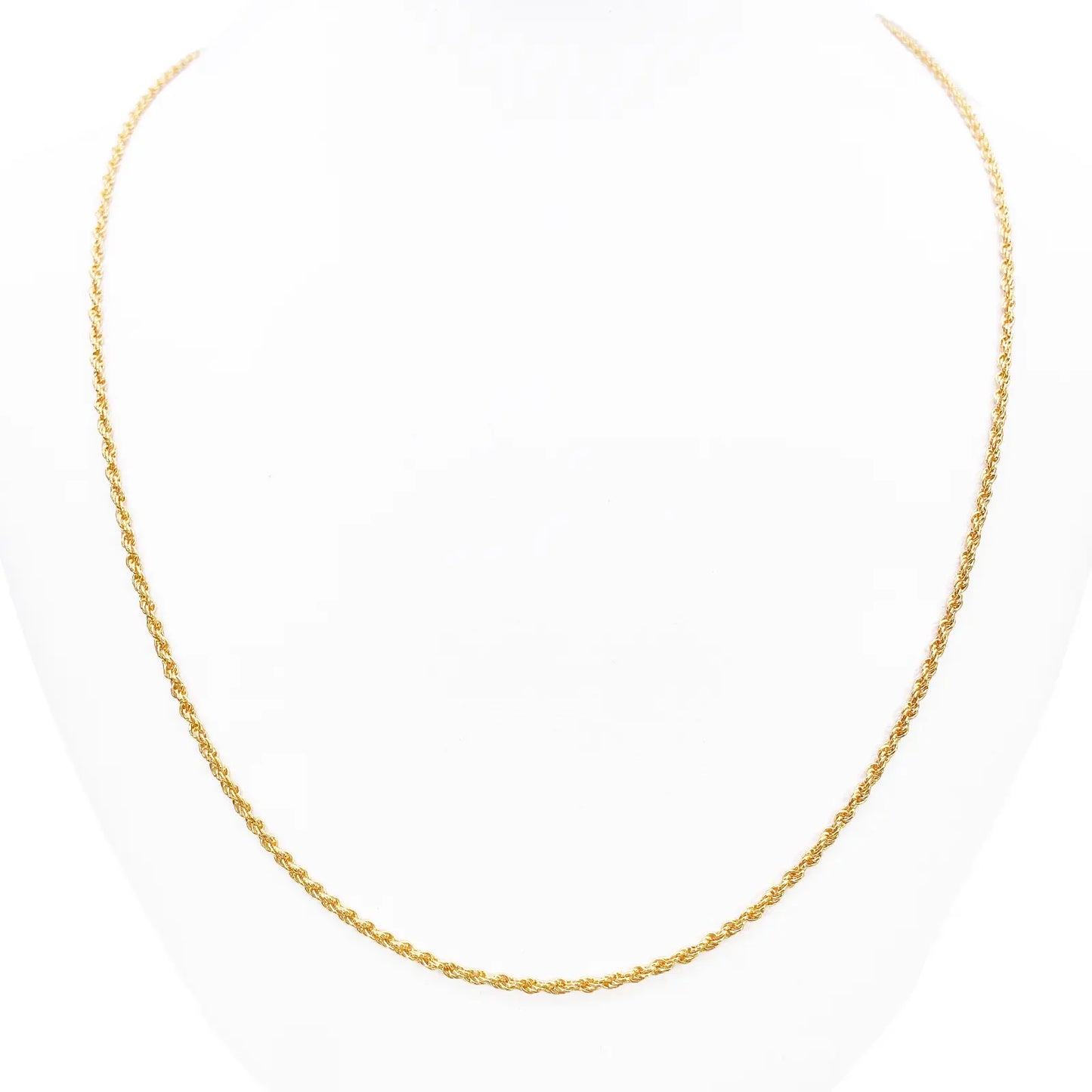 22ct Yellow Gold Lightweight Rope Chain Necklace 20 Inches 1.7mm Width 