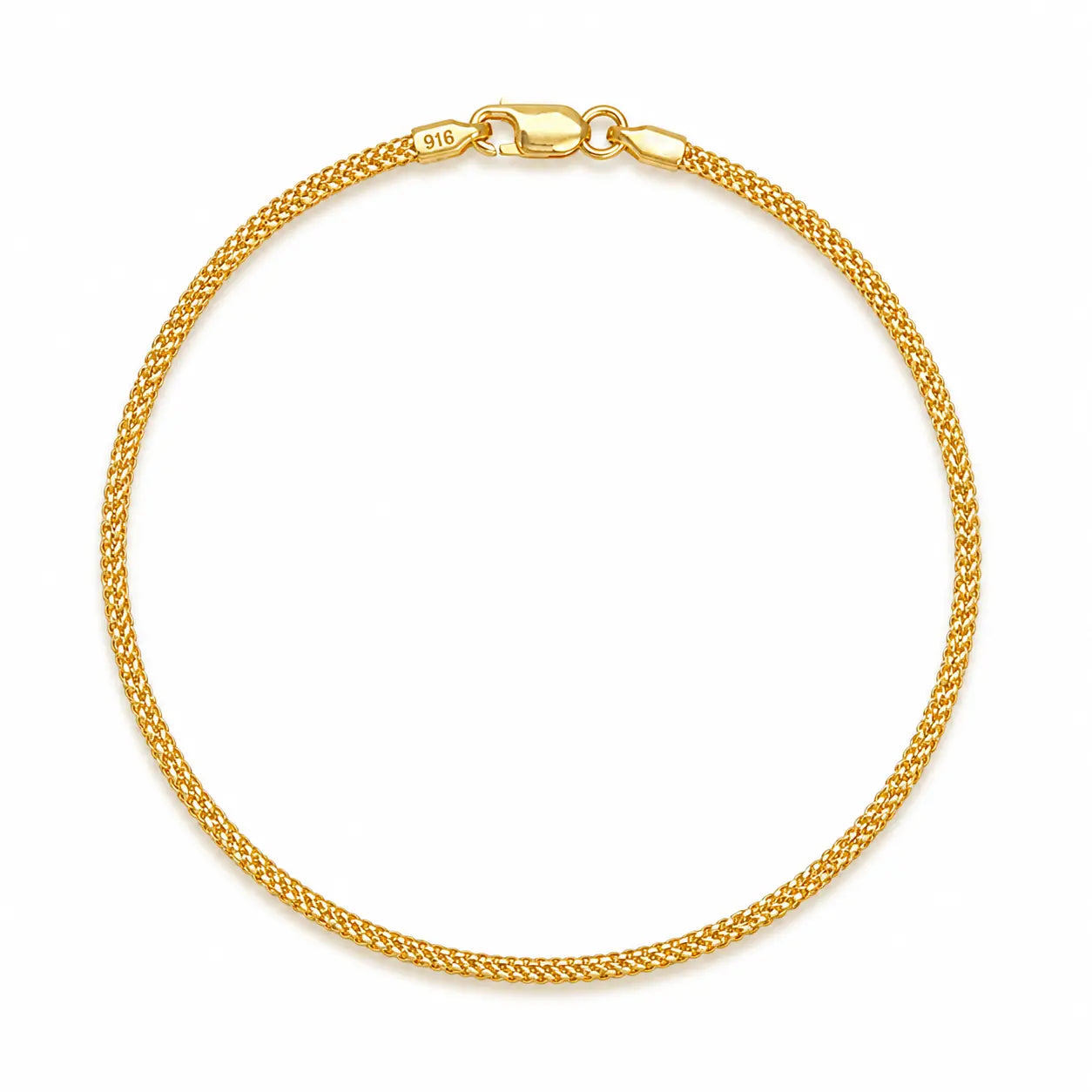 22ct Yellow Gold Minimalist Foxtail Dragon Chain Bracelet 1.5mm Width  Gold Bracelet