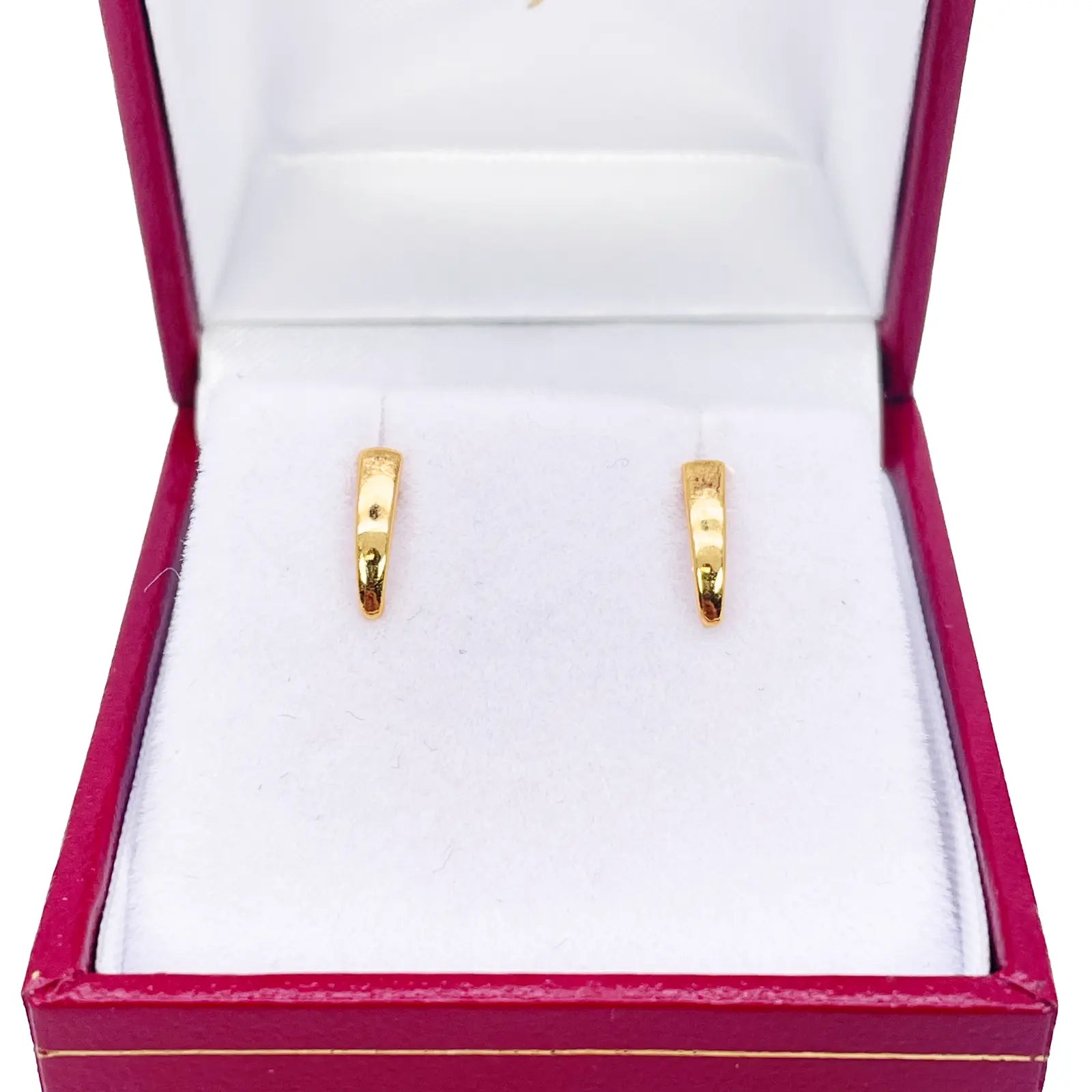 22ct Yellow Gold Plain High Polished Children's Earrings 9mm Length 