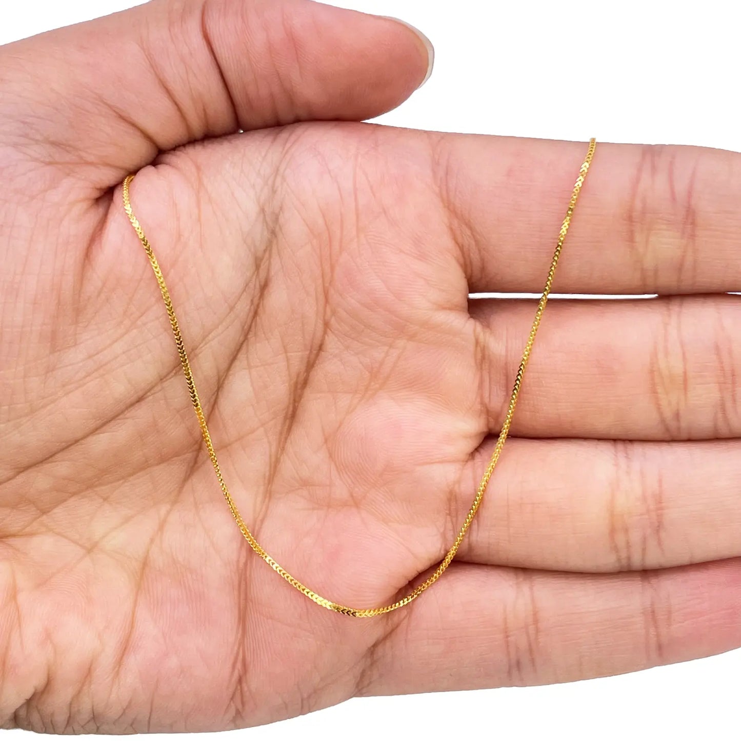 22ct Yellow Gold Solid Foxtail Chain Necklace 16'' inches 0.6mm Width 