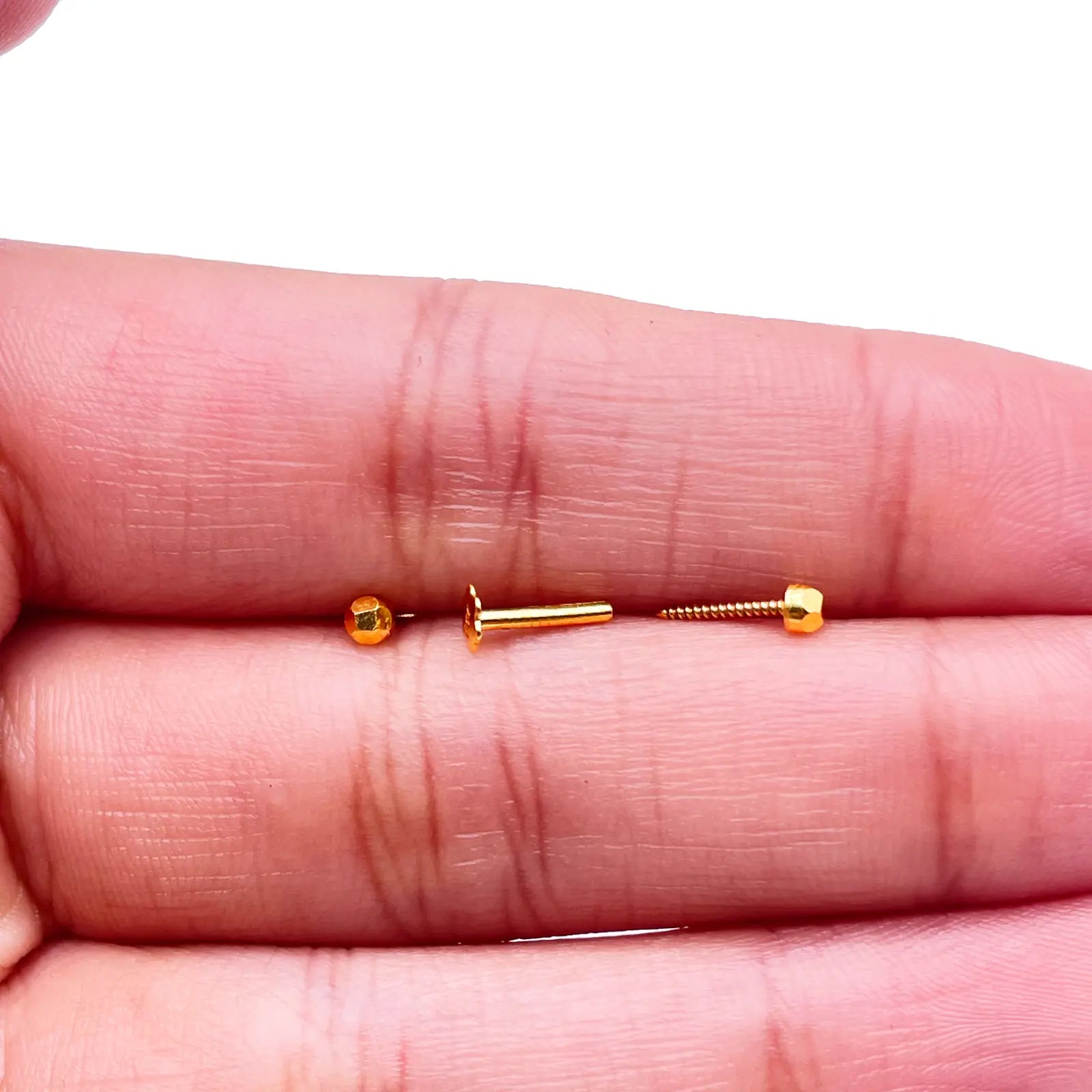 22ct Yellow Plain Gold Diamond Cut Children's Stud earrings set 2.3mm 