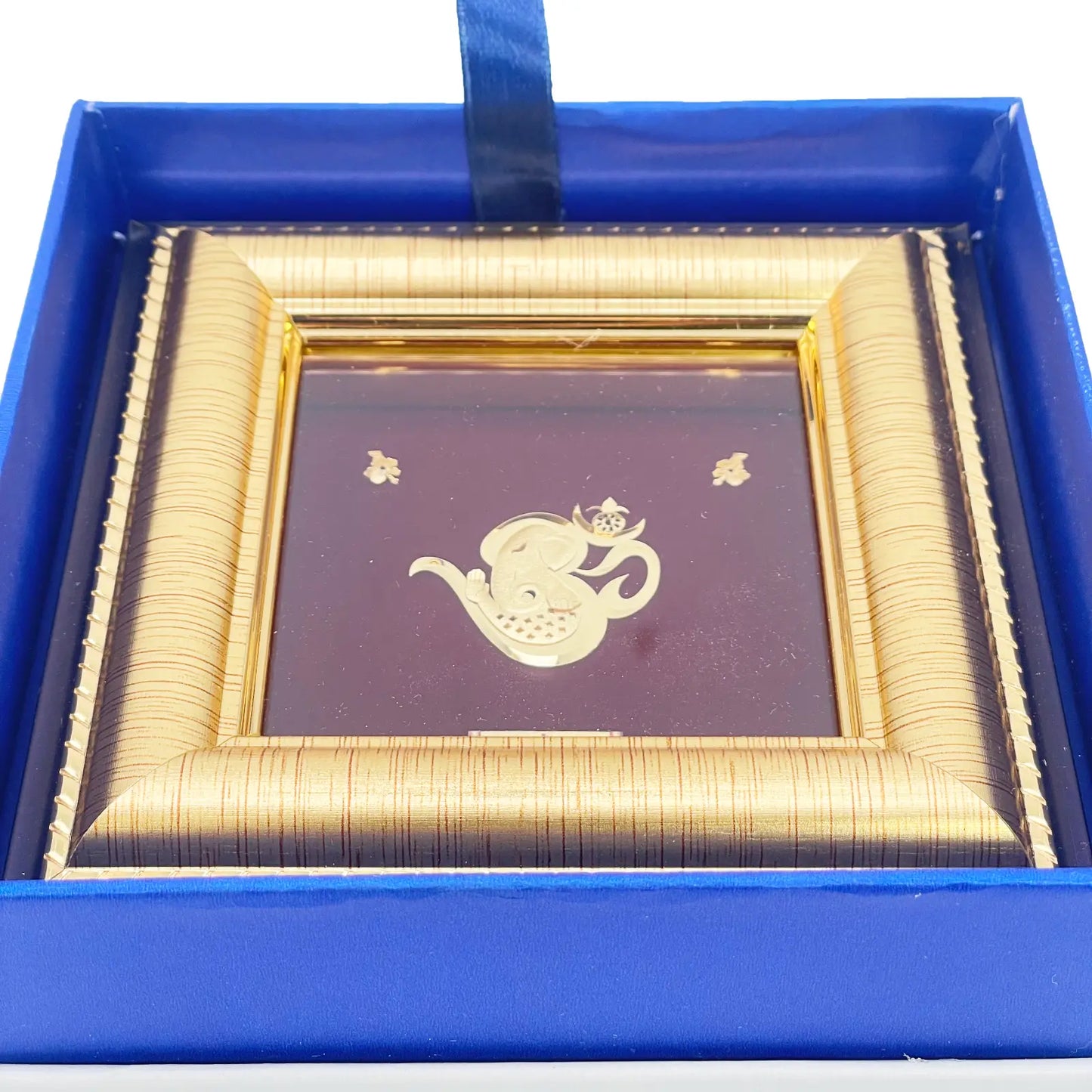 24ct Pure Gold Leaf Om Ganesha Frame 12.7 x 12.7cm 