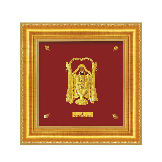 24ct Pure Gold Leaf Venkateswara/Balaji Frame 12.7 x 12.7cm 