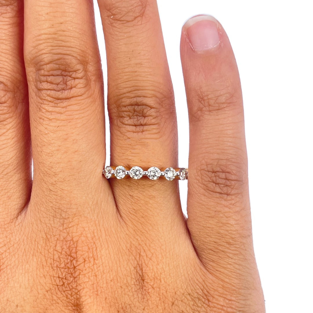 18ct Yellow Gold Natural Diamond Seven Stone Wedding Band 0.70ct