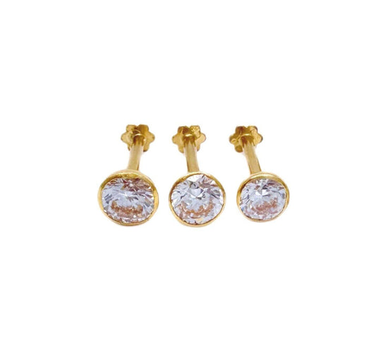 Boucles d'oreilles clous pour enfants en or jaune 22 carats serti clos rond 2,5-4,5 mm