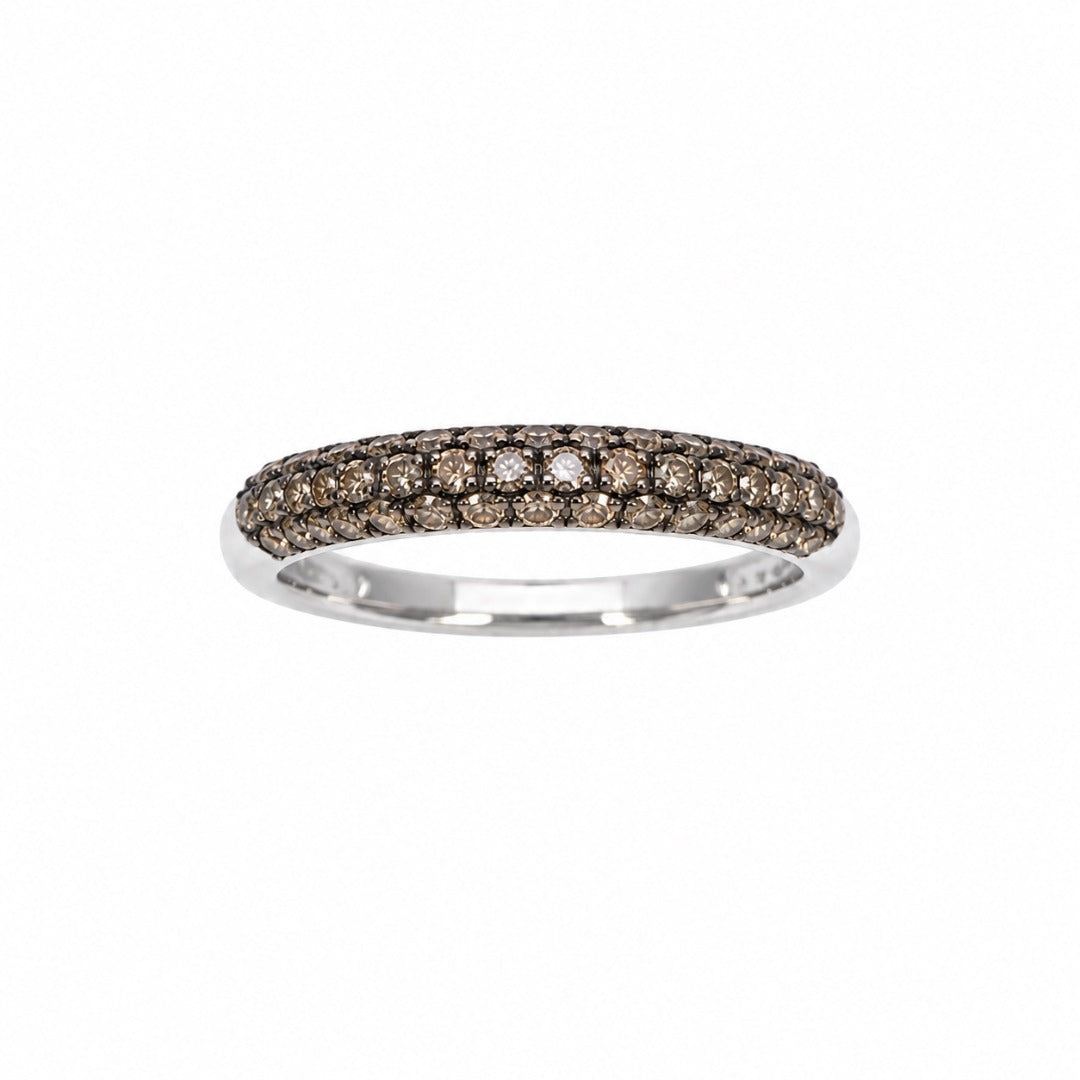14ct White Gold Natural Champagne Diamond Dome Pav� Ring 0.36ct