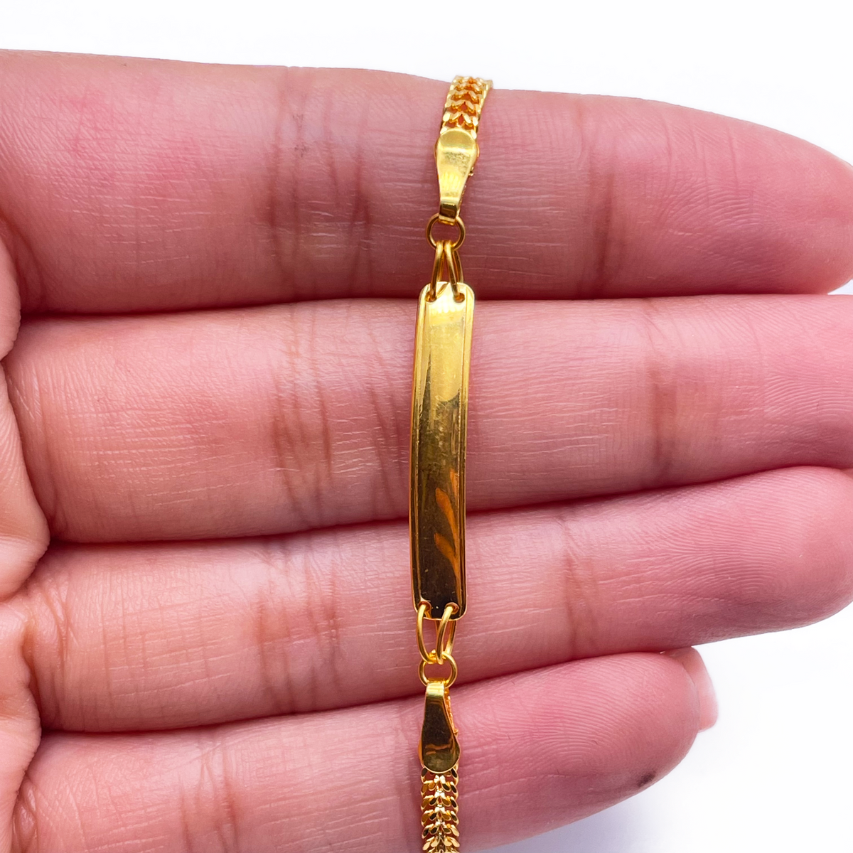 22 Karat Gelbgold Flachglieder-Kette Kinder Goldarmband 13,7 cm